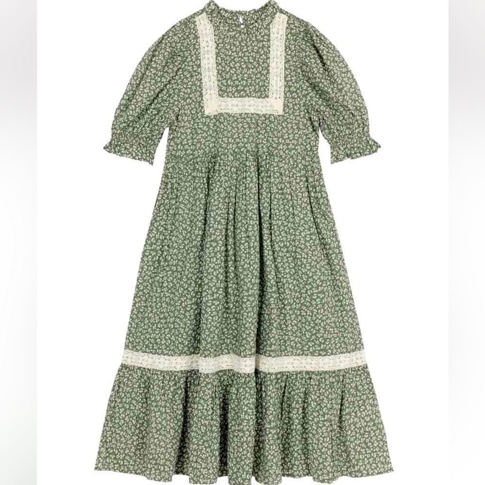NWT Joanie Clothing CERI Sage Floral Prairie Dress (US18, runs big, best for 3X)